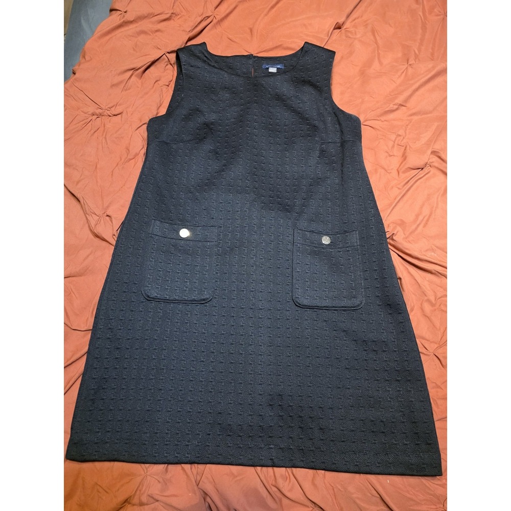 Tommy Hilfiger Womens Size 16 Black Houndstooth Shift Dress Logo Buttons